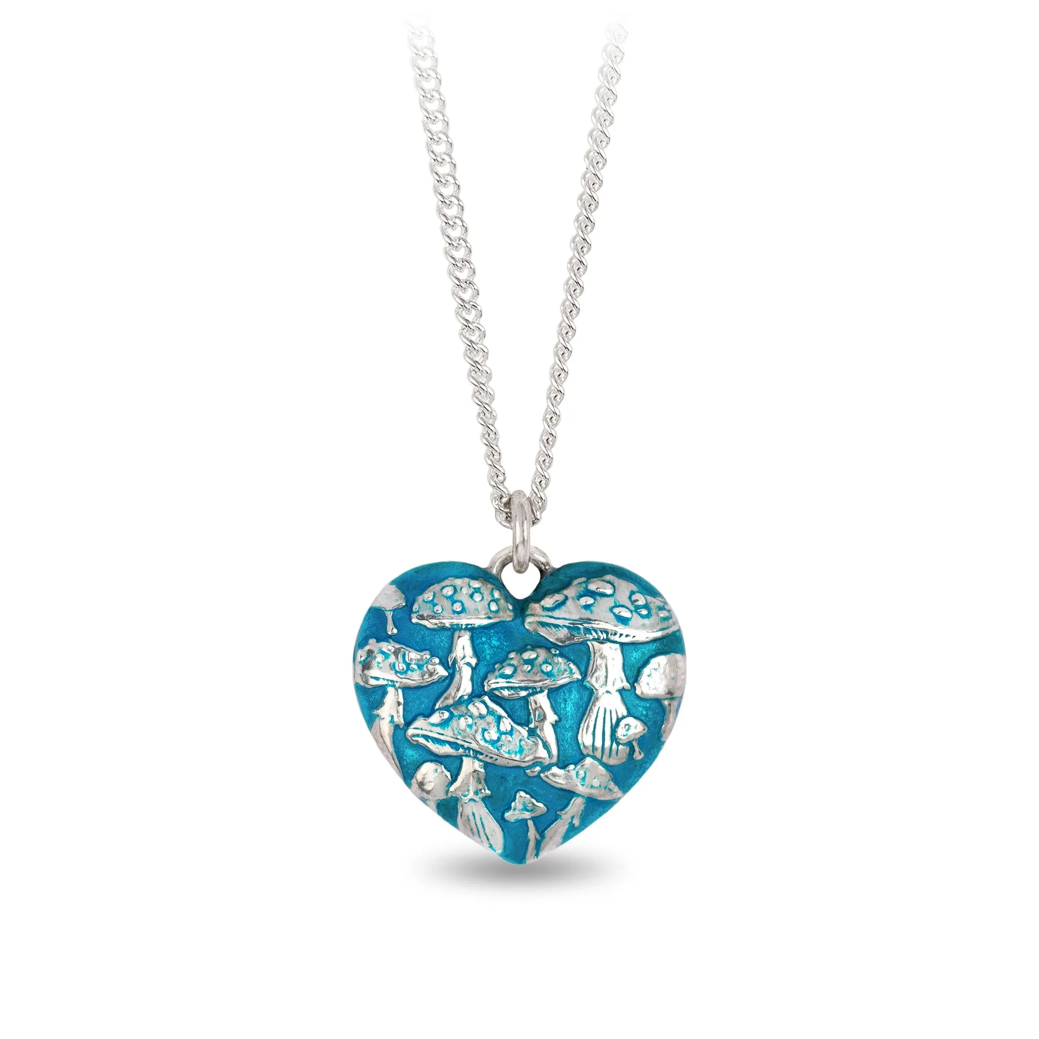 Mushroom Large Puffed Heart Talisman - Capri Blue