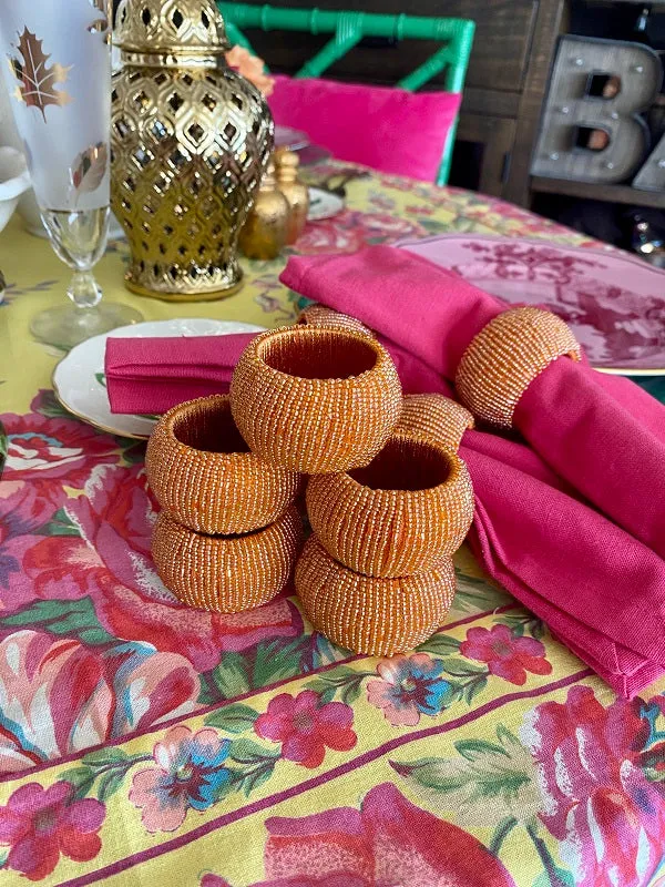 Napkin Rings, Orange Beaded set of 8