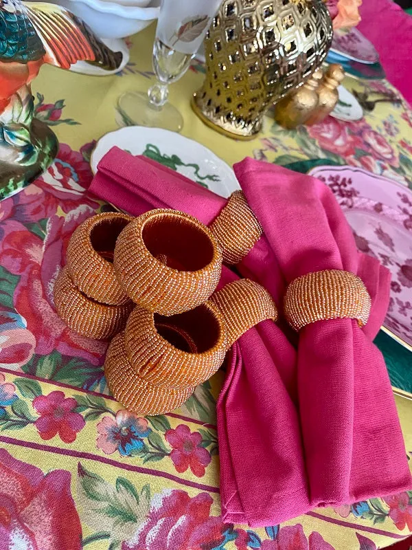 Napkin Rings, Orange Beaded set of 8