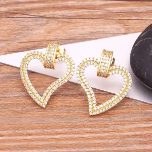 New Trendy Sparkling Rhinestone Heart Shape Stud Earrings