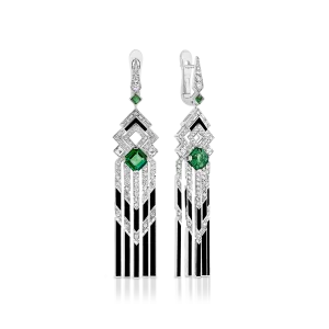 'Normandy' Green Tourmaline and Diamond Chandelier Earrings