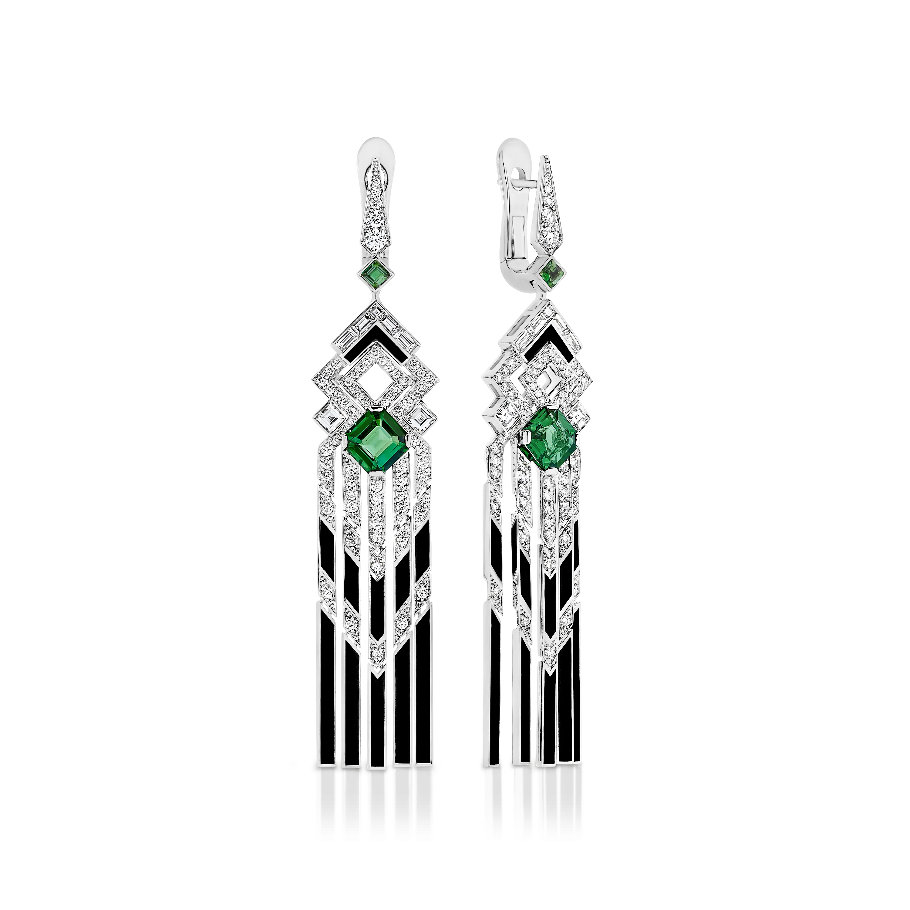 'Normandy' Green Tourmaline and Diamond Chandelier Earrings