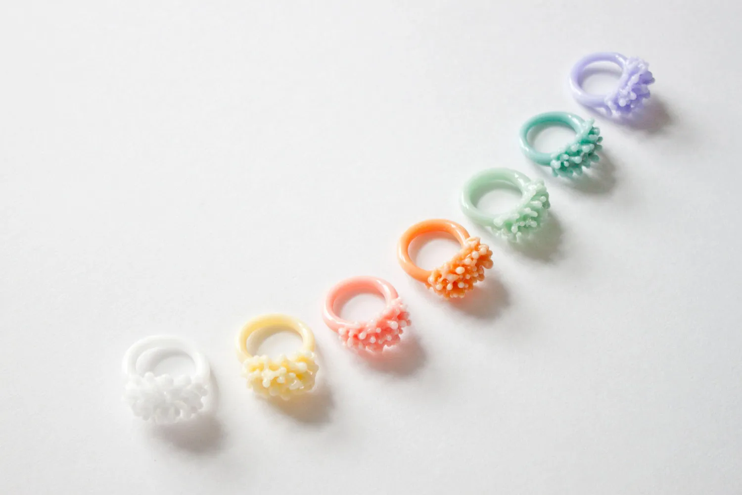 Opaque Pastel Glass Cluster Ring - Mint