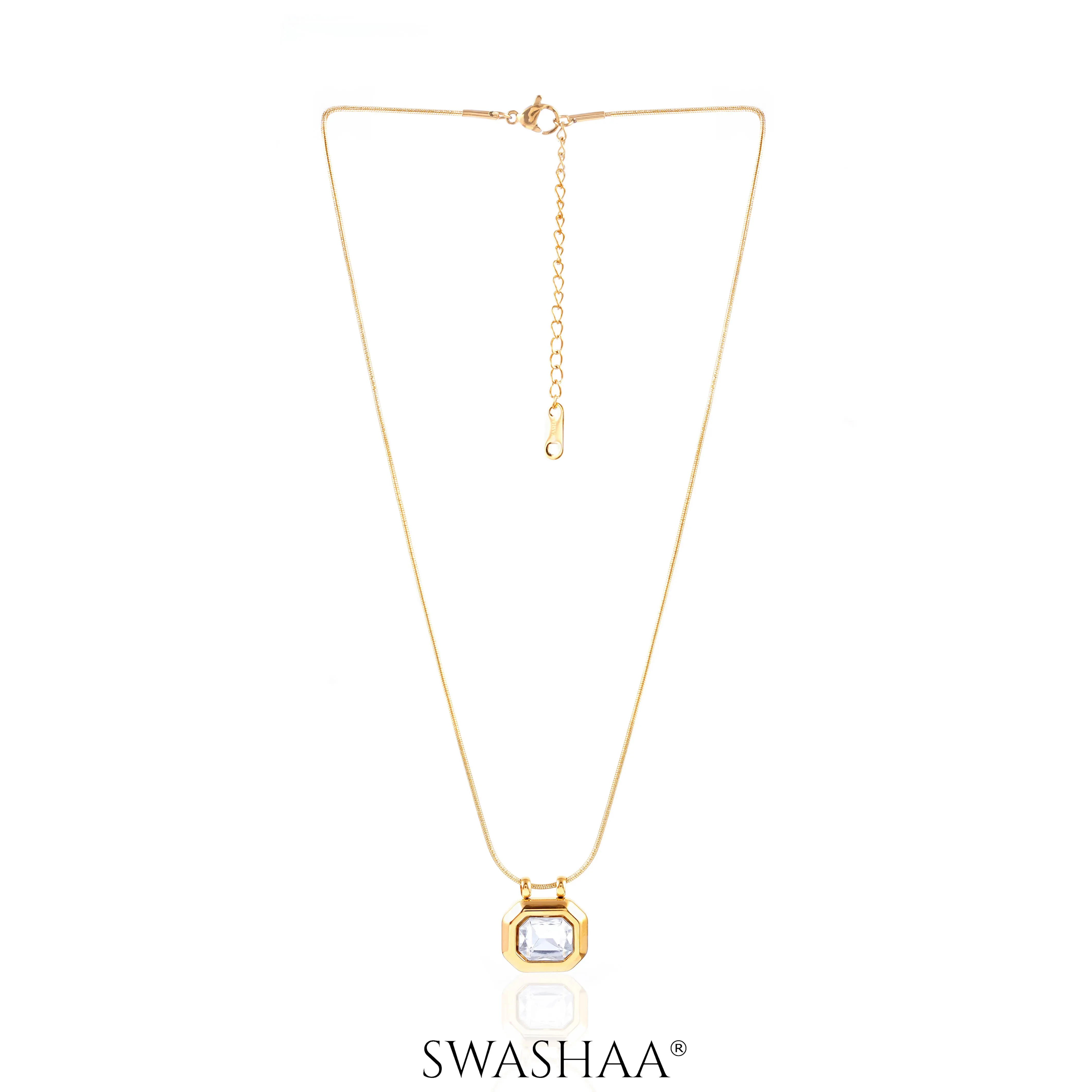 Opulent Solitaire 18K Gold Plated Necklace