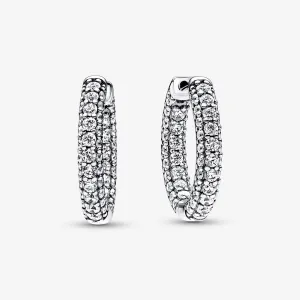 Pandora Silver Timeless Pavé Single Row Hoop Earrings