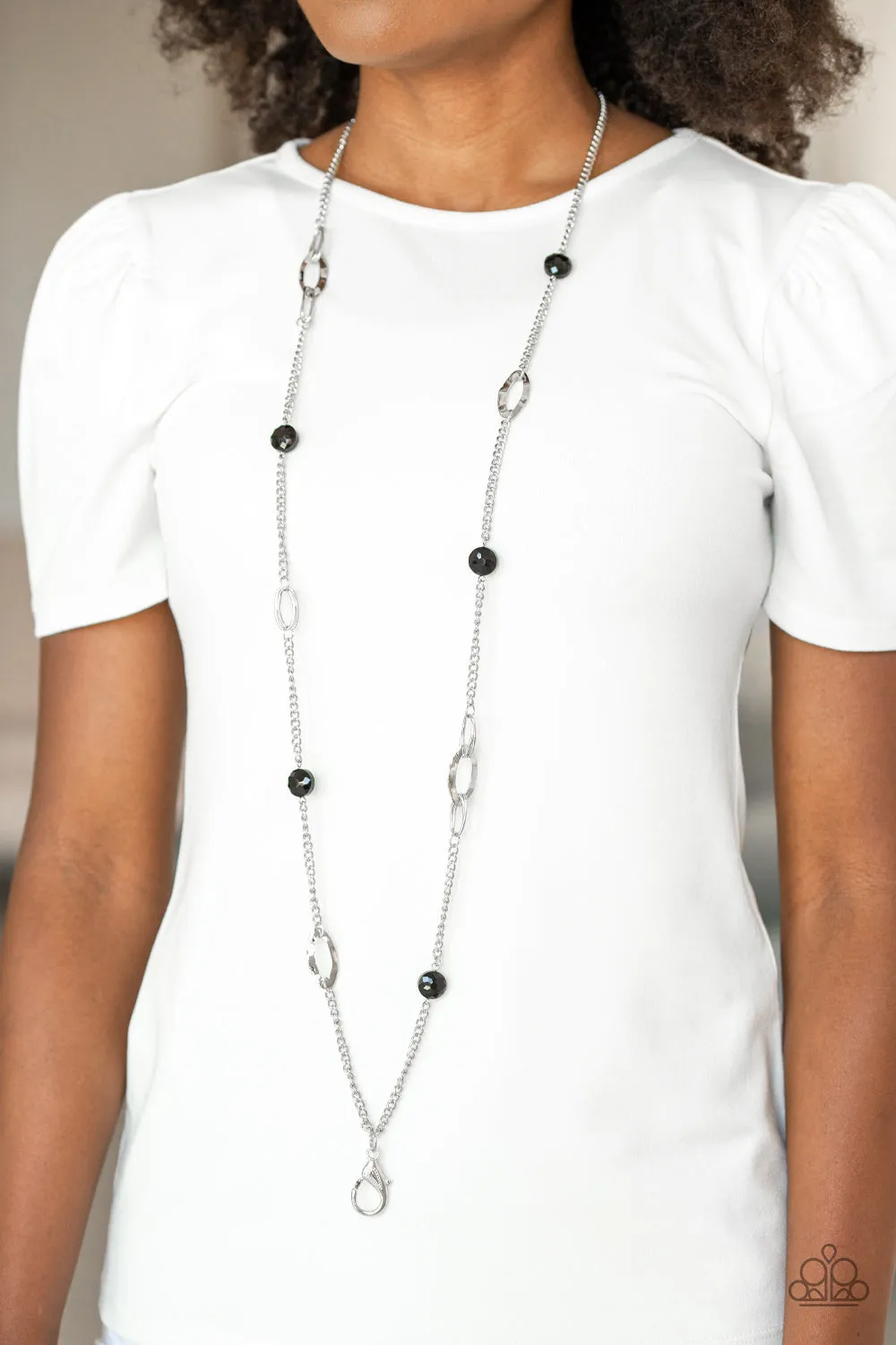 Paparazzi Duchess Dazzle Black Lanyard Long Necklace