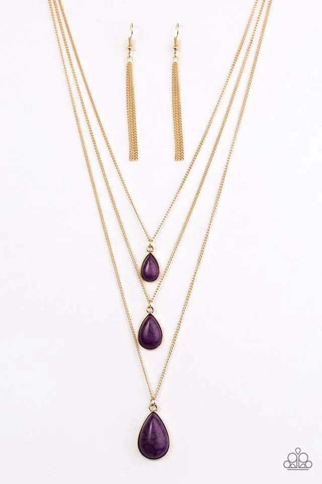 Paparazzi Necklace ~ Mountain Tears - Purple