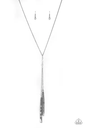 Paparazzi Timeless Tassels White Long Necklace