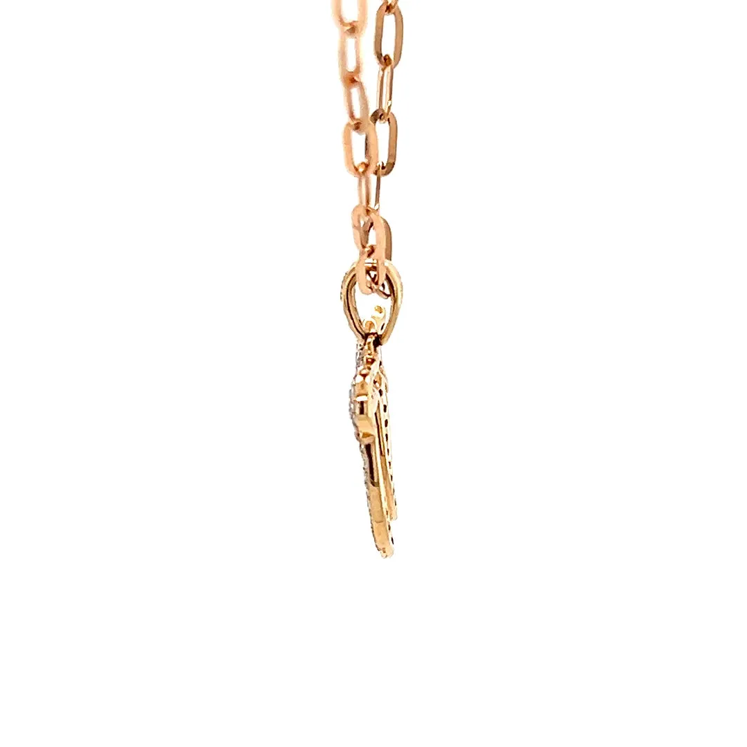 Pave Chai on Paperclip Necklace