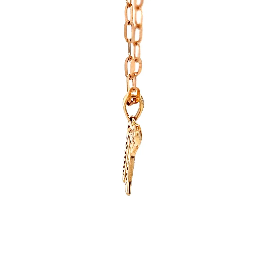 Pave Chai on Paperclip Necklace