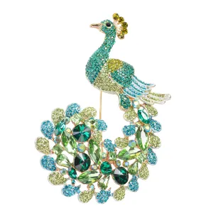 Peacock Brooch pin and Pendant Necklace Jewelry