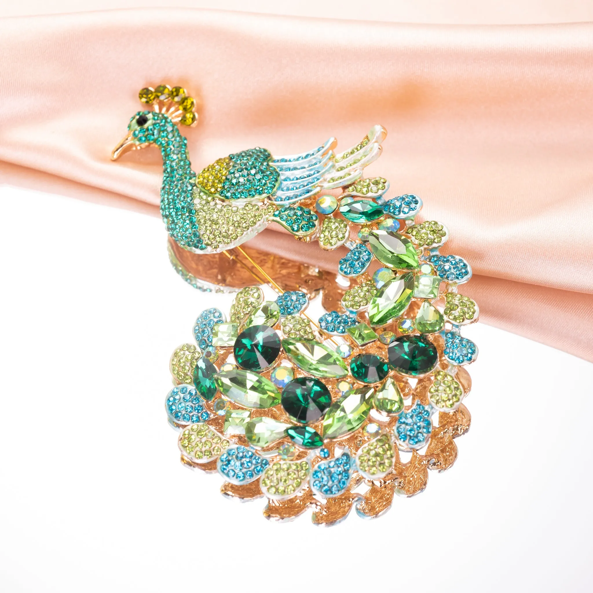 Peacock Brooch pin and Pendant Necklace Jewelry