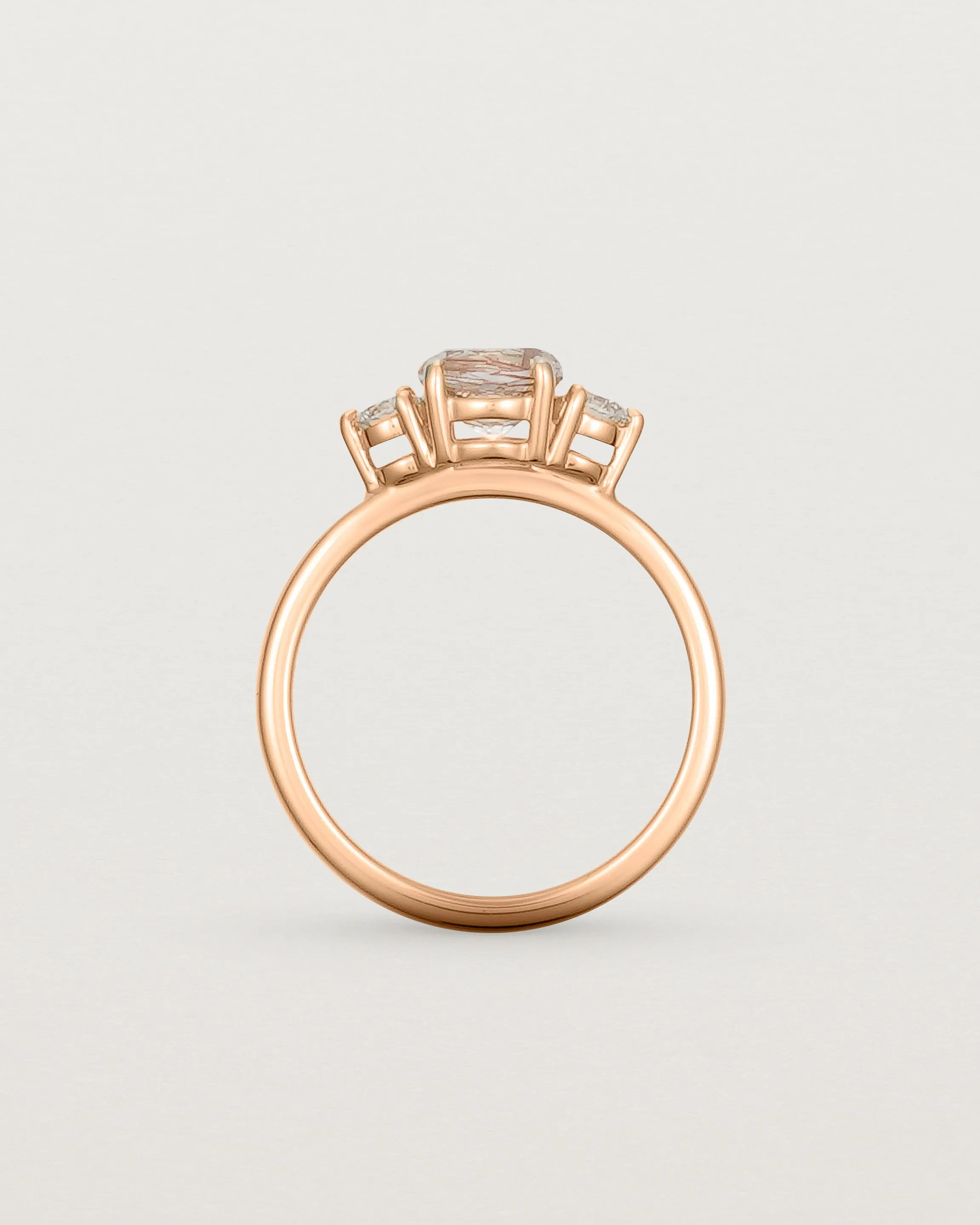 Petite Una Round Trio Ring | Rutilated Quartz & Diamonds