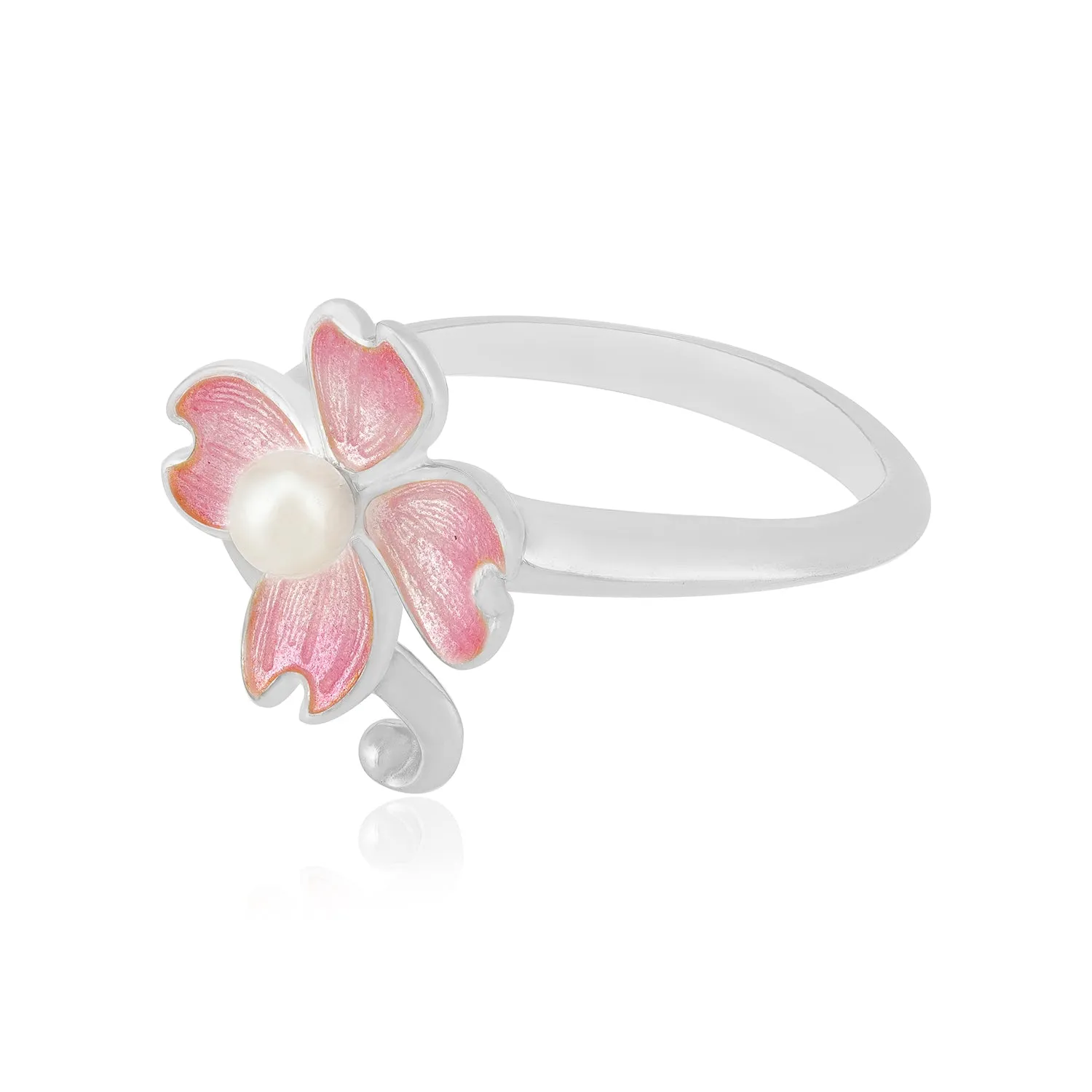 Pink Dogwood Flower Sterling Silver Rings