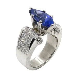 Platinum Tanzanite and Diamond Invisibly Set Ring