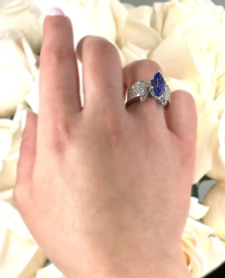 Platinum Tanzanite and Diamond Invisibly Set Ring