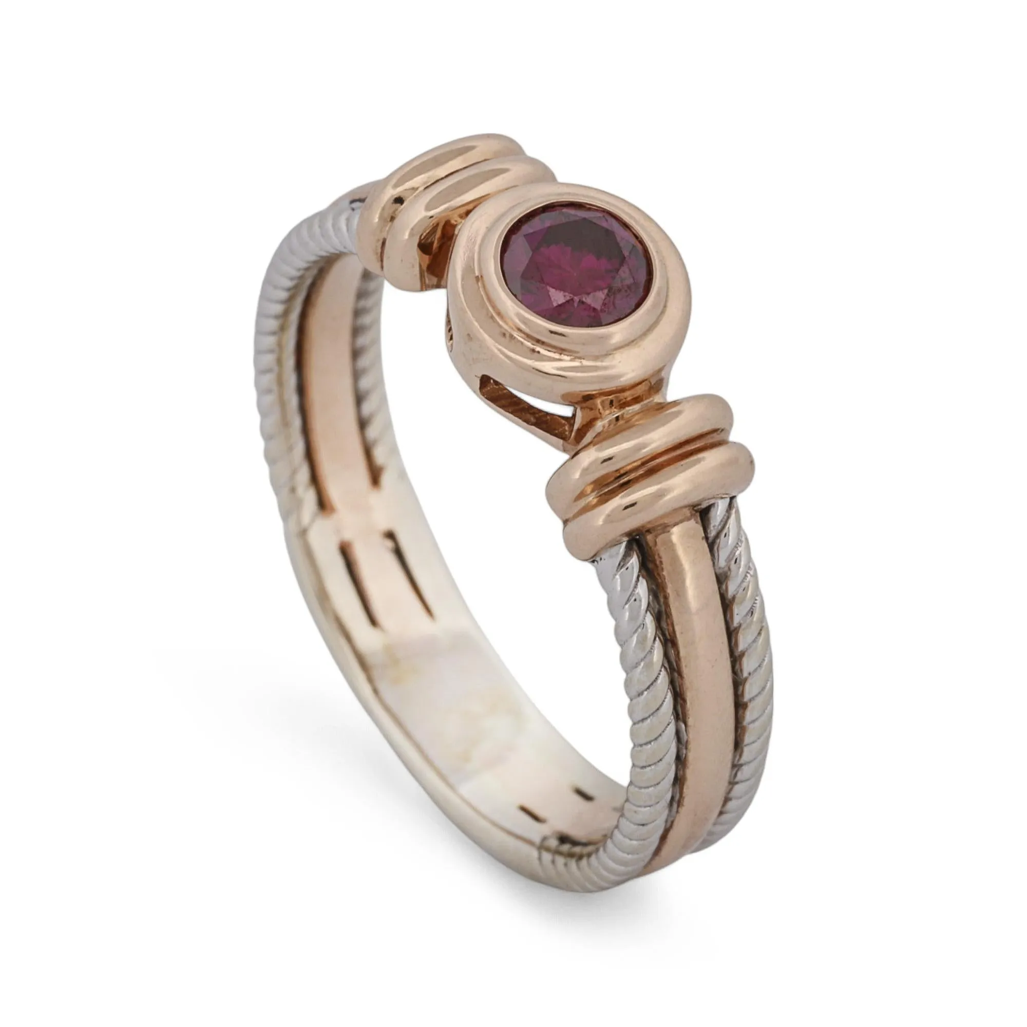 Purple Garnet Statement Ring in 14k Rose and White Gold