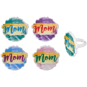 "Mom" Watercolor Rings