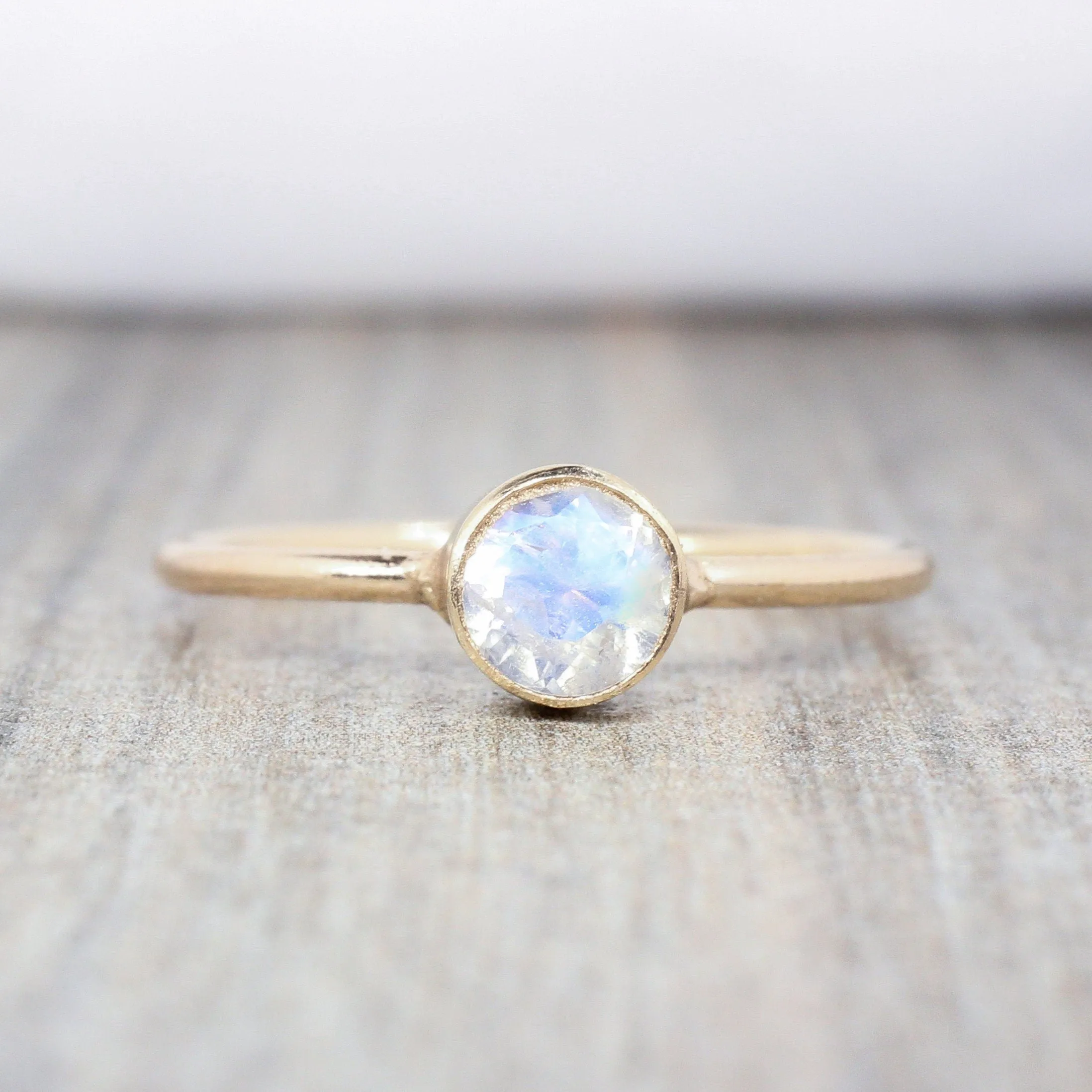 Rainbow Moonstone Stacking Ring in 14K Gold Filled