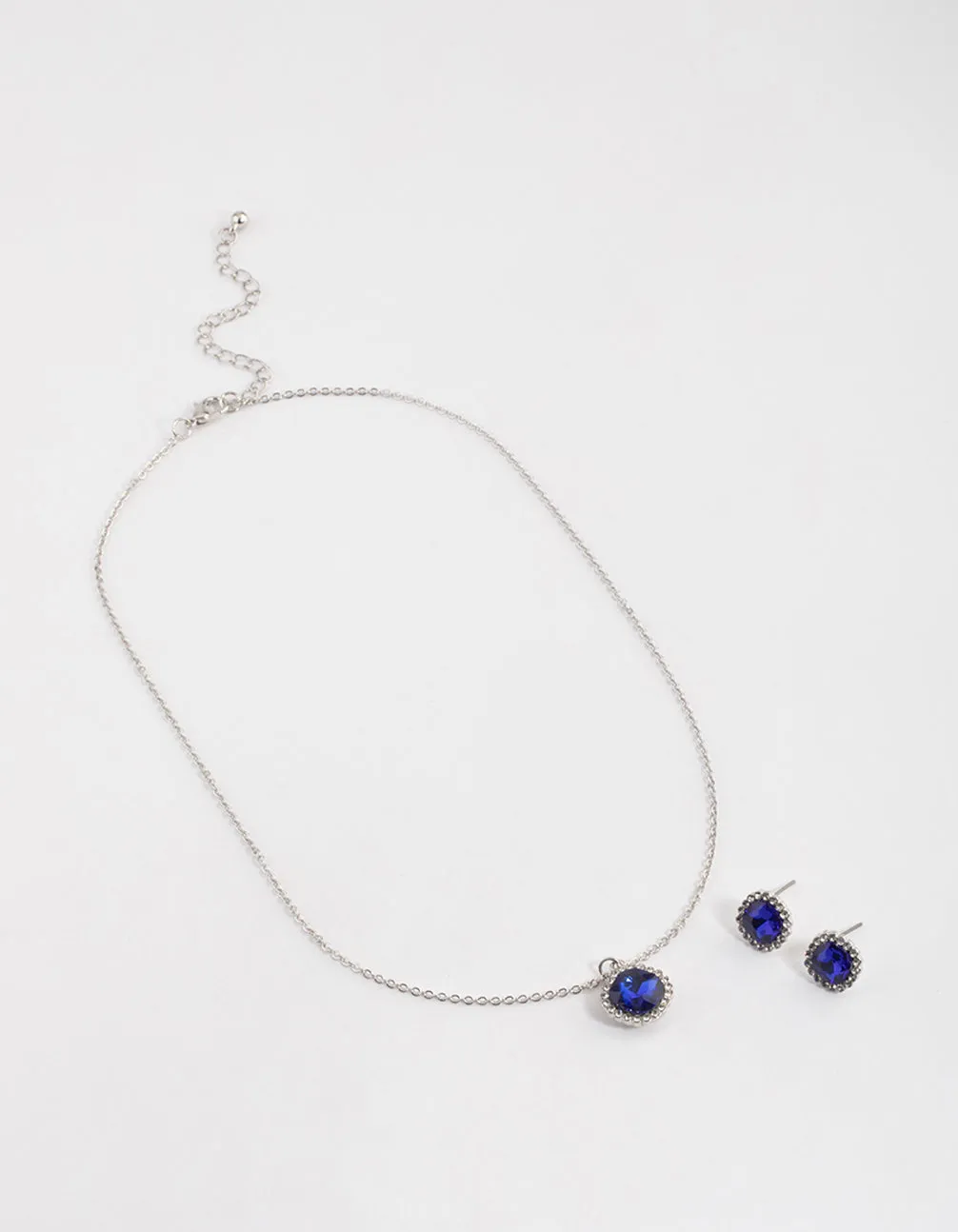 Rhodium Cushion Halo Jewellery Set
