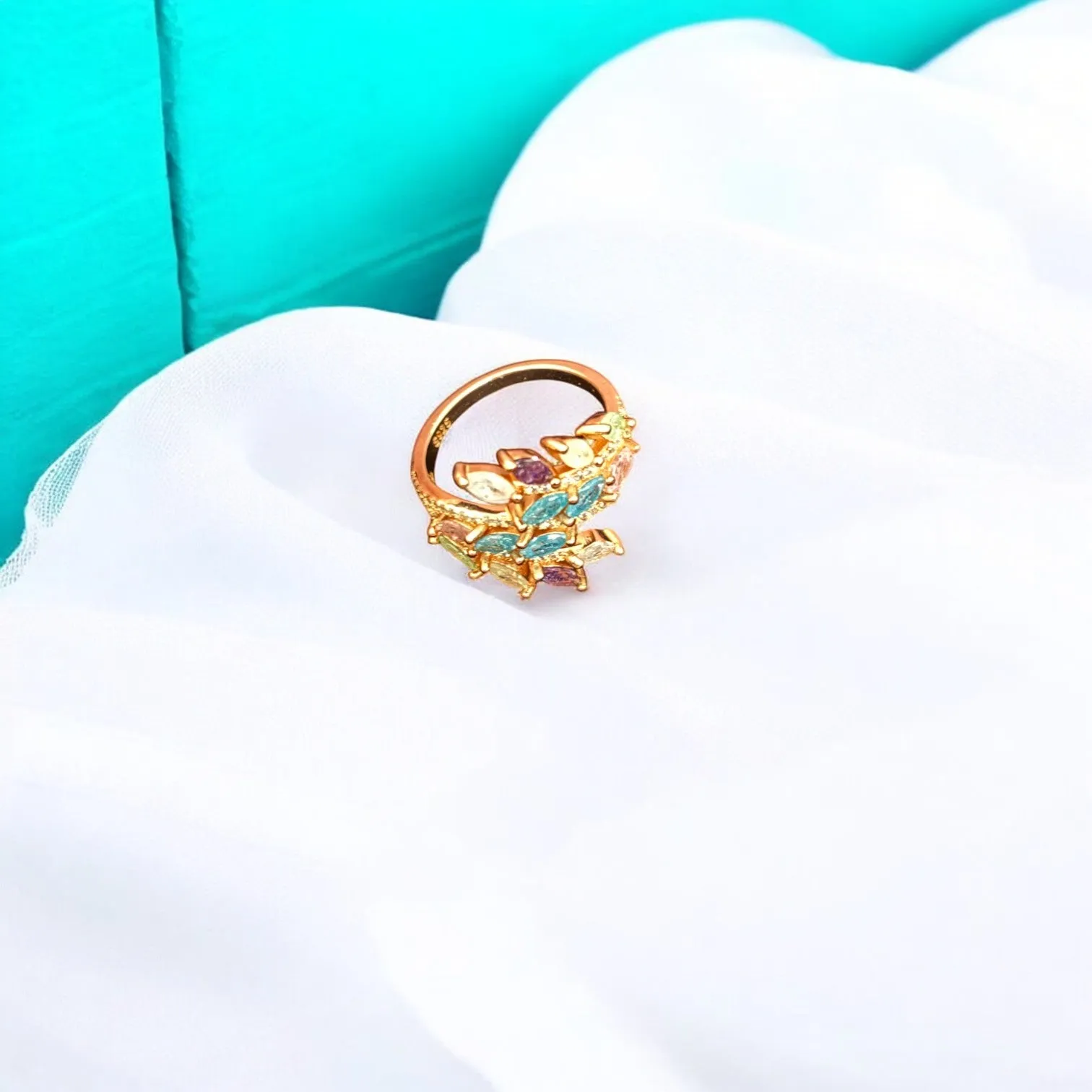 Romantic Leafy Affair Rose gold 925 silver Cocktail Ring