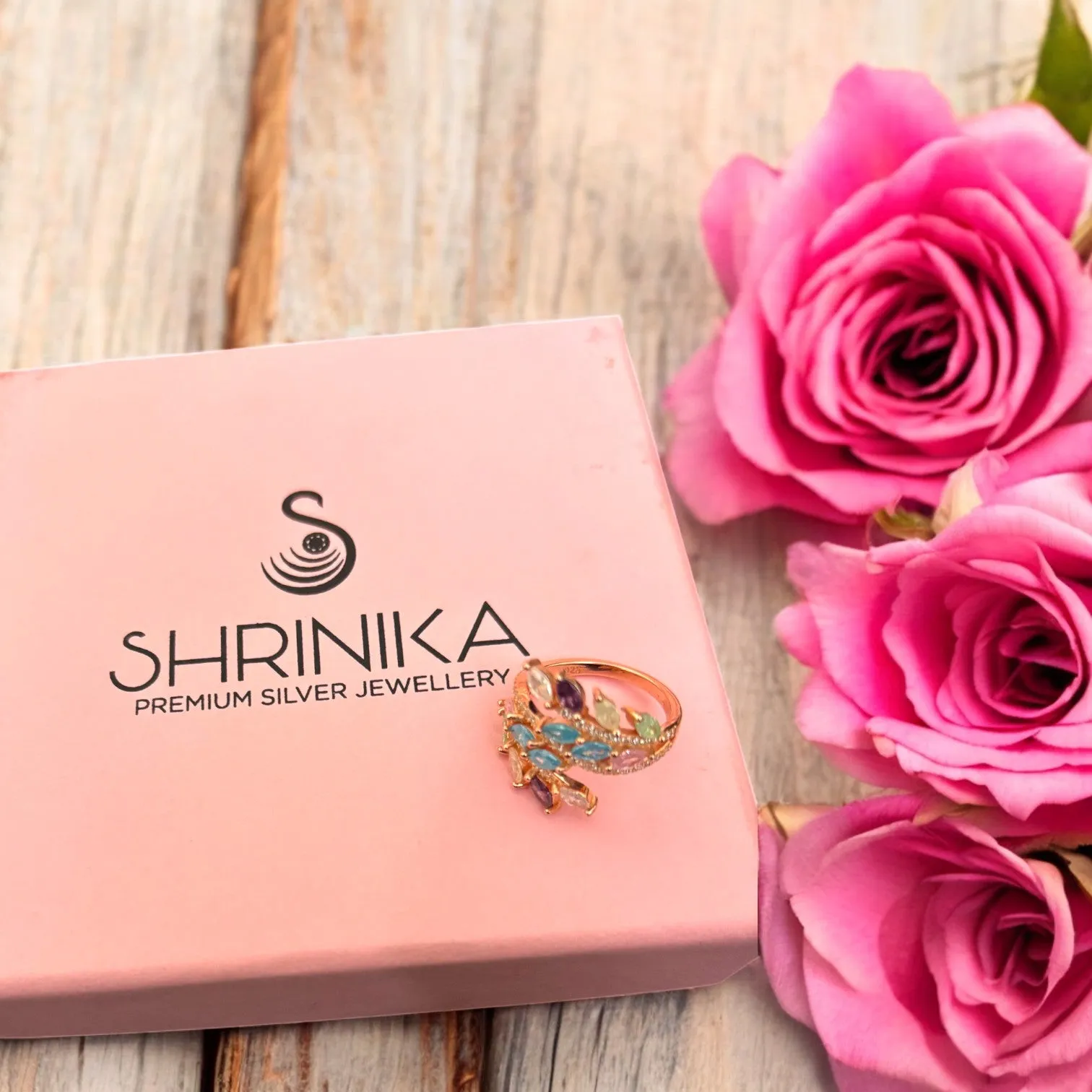 Romantic Leafy Affair Rose gold 925 silver Cocktail Ring