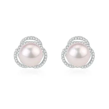 Rose Floral Pearl Earrings - Timeless Natural Beauty