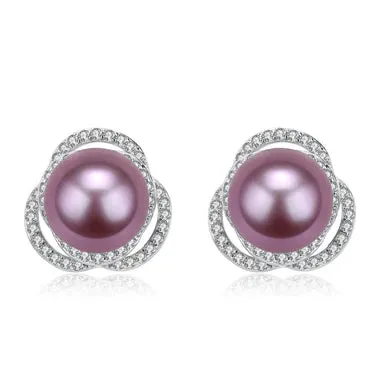 Rose Floral Pearl Earrings - Timeless Natural Beauty