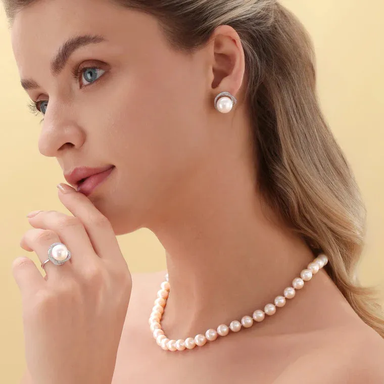 Rose Floral Pearl Earrings - Timeless Natural Beauty