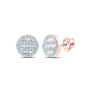 Rose Gold Diamond Cluster Circle Earrings - Mesmerizing Brilliance and Timeless Elegance