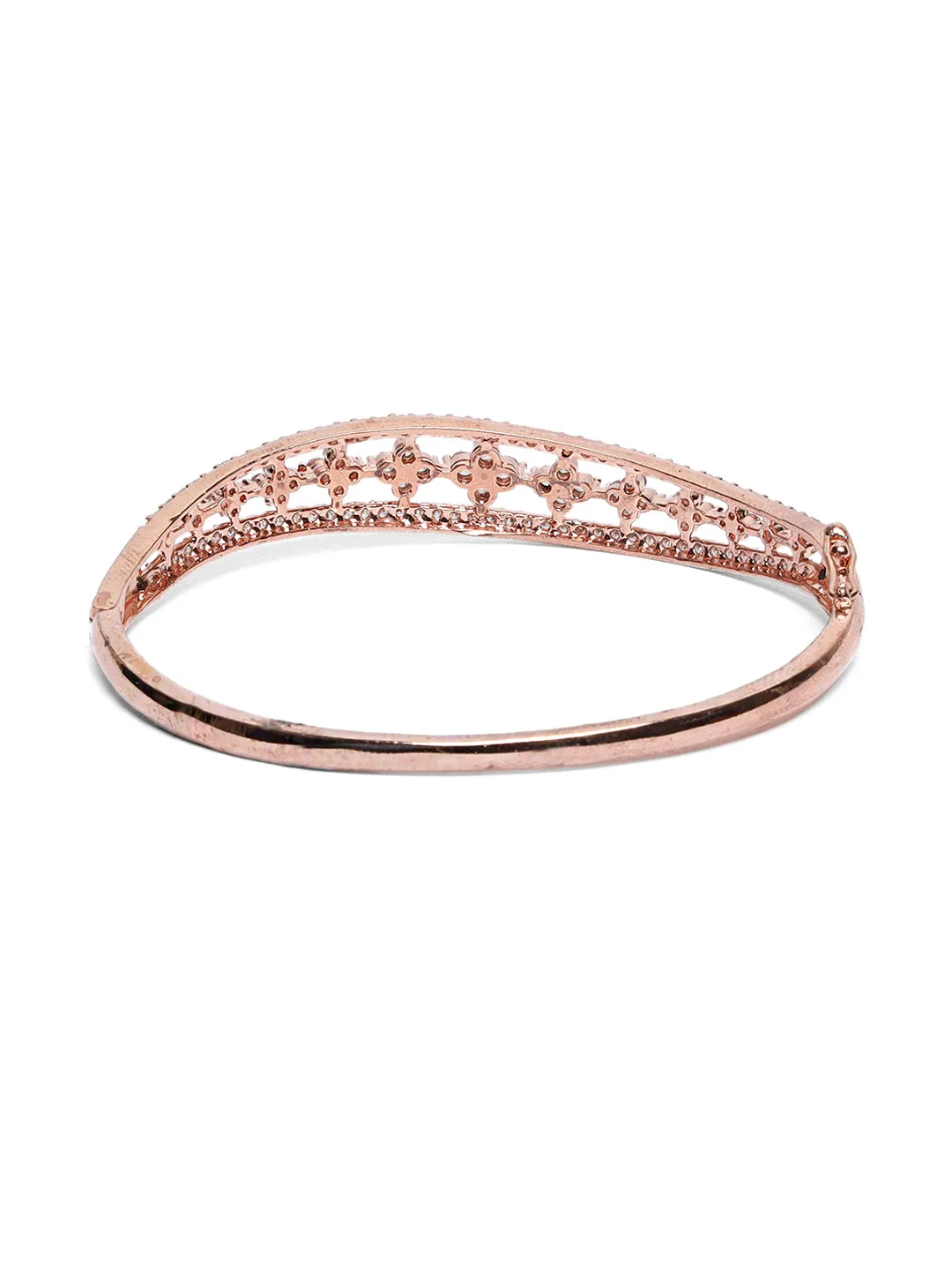 Rose Gold-Plated American Diamond Studded Bracelet