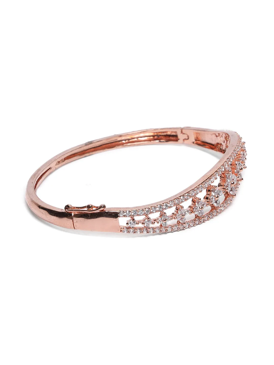 Rose Gold-Plated American Diamond Studded Bracelet