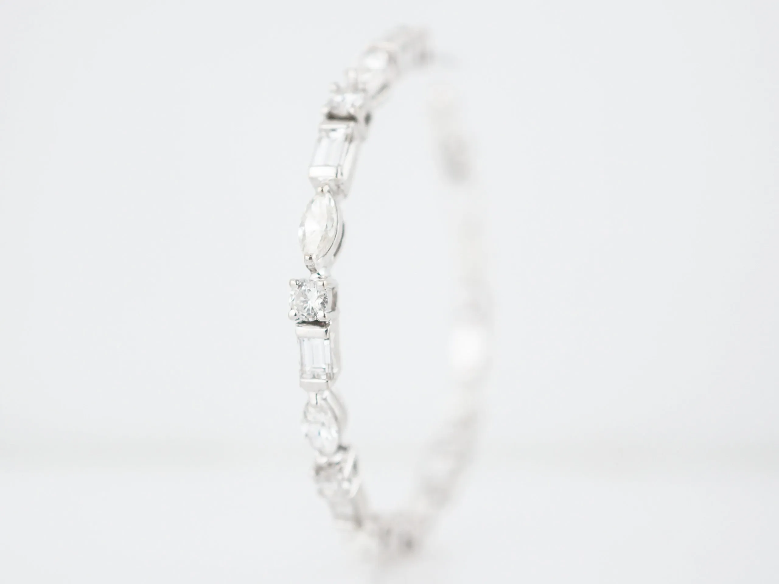 ***RTV***Hoop Earrings Modern 4.95 Marquise, Round & Baguette Cut Diamonds in 18K White Gold