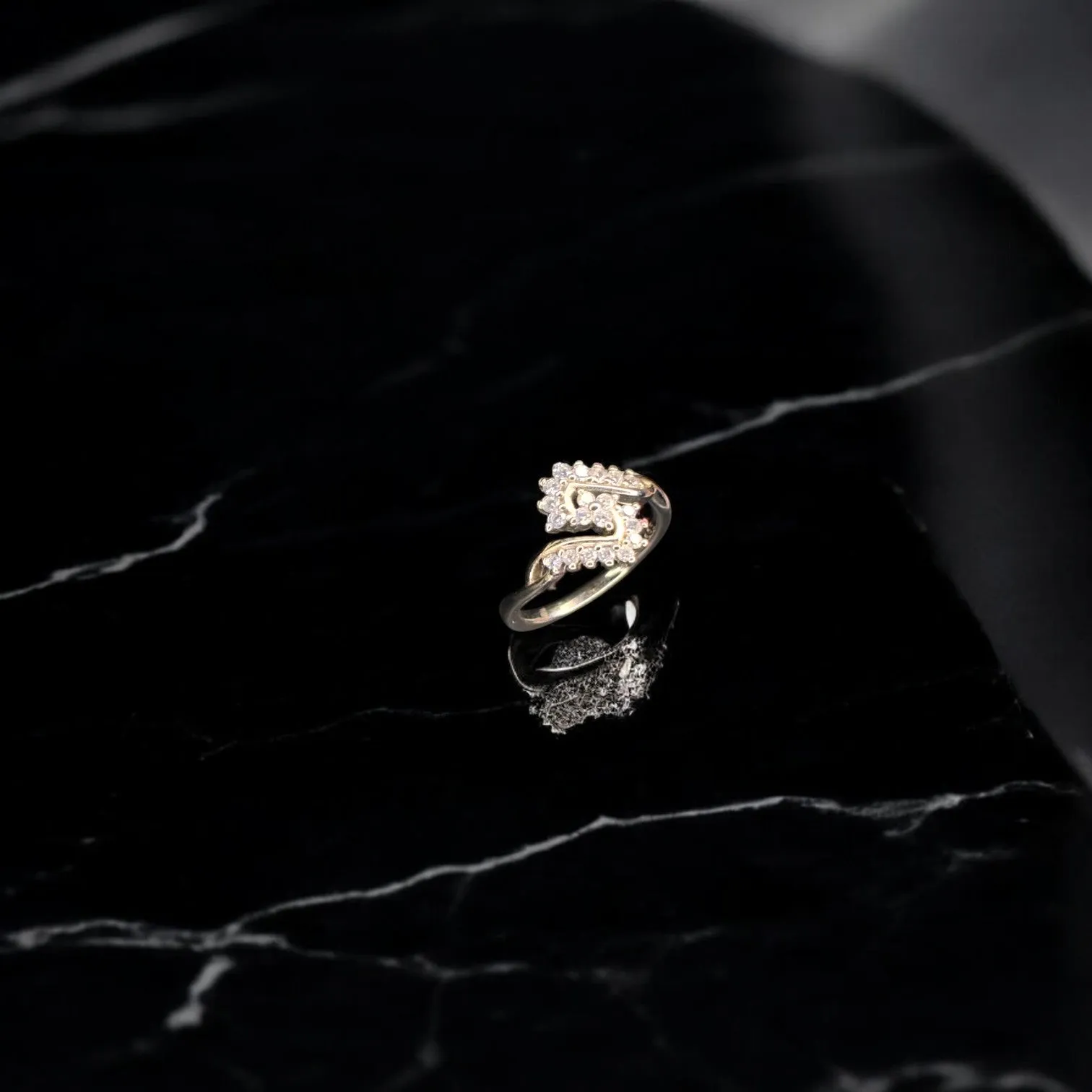 S shaped CZ 925 silver ring