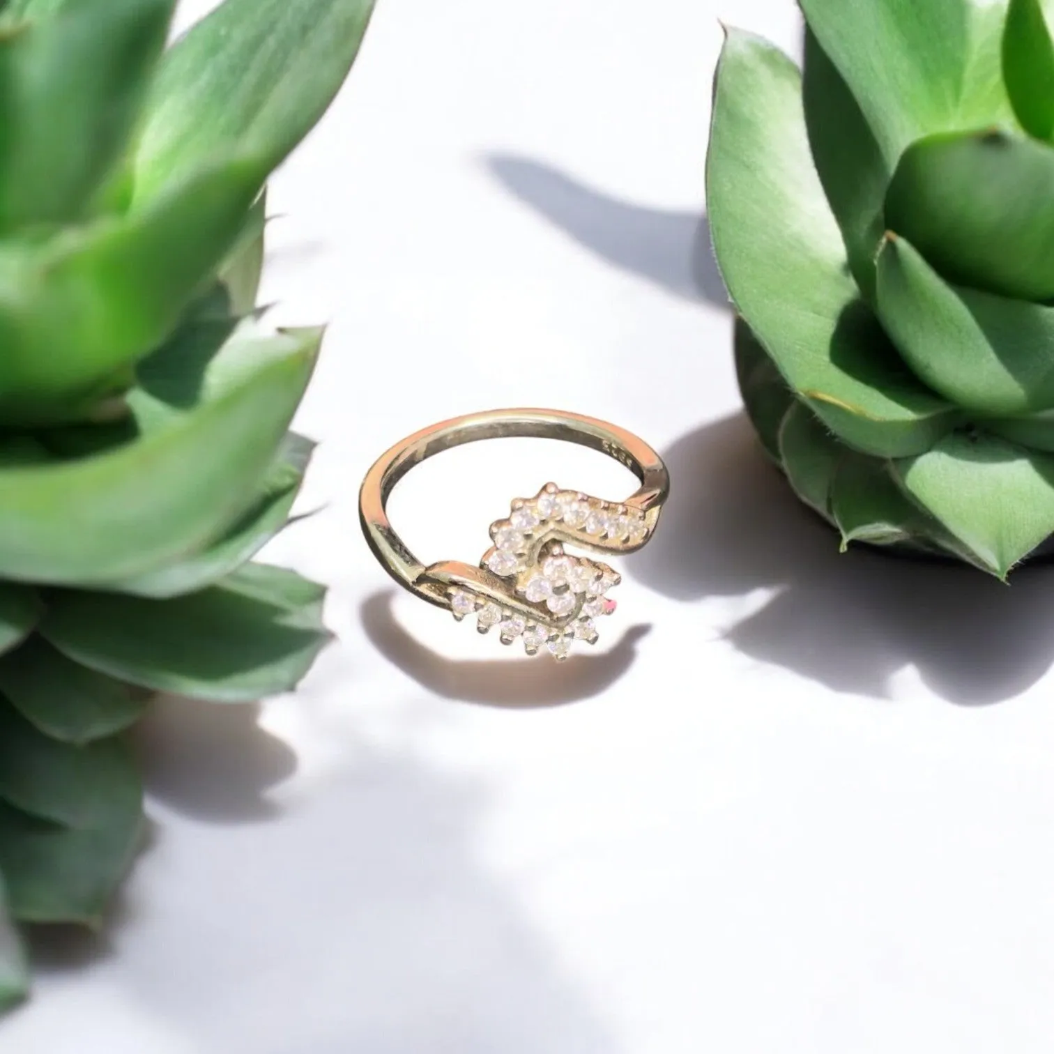 S shaped CZ 925 silver ring