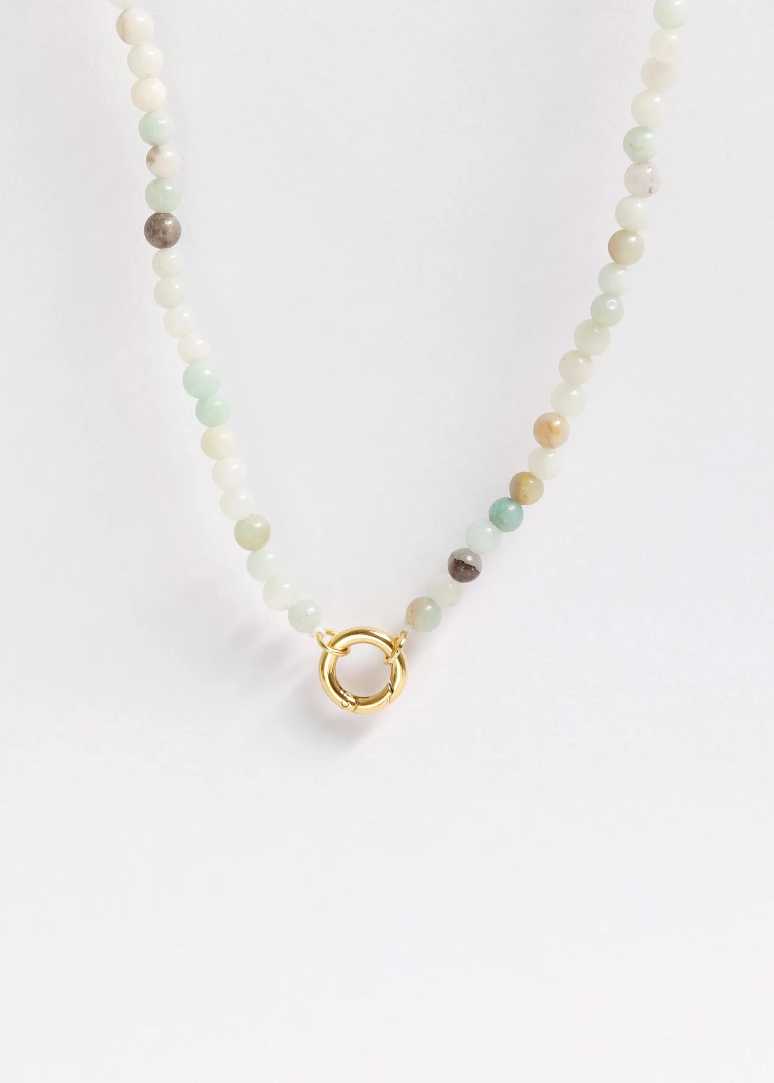 Semi Precious Natural Stone Charm Keeper Necklace