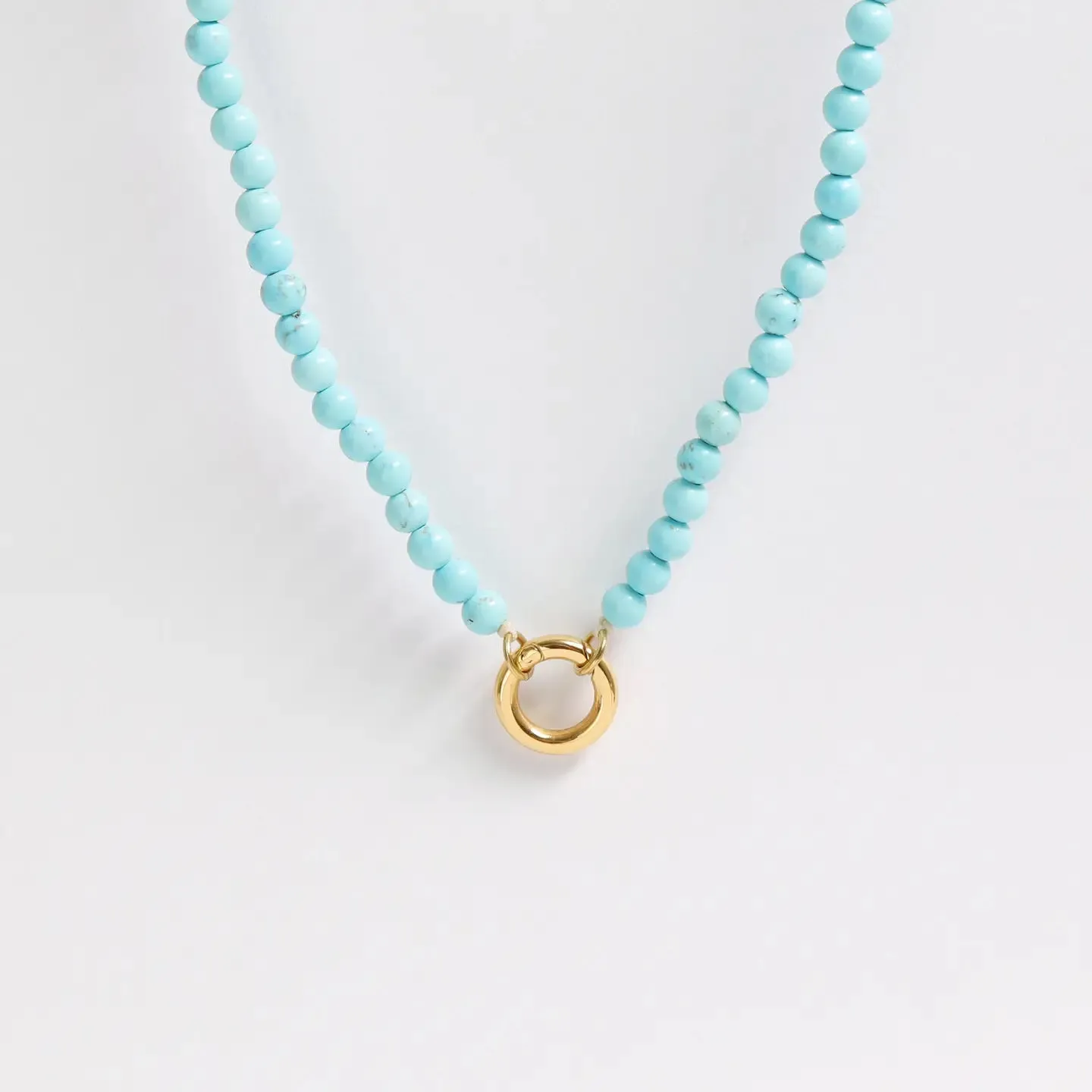 Semi Precious Natural Stone Charm Keeper Necklace