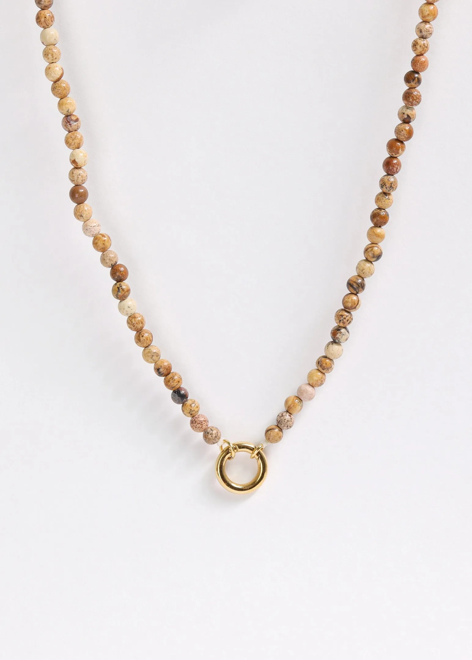 Semi Precious Natural Stone Charm Keeper Necklace