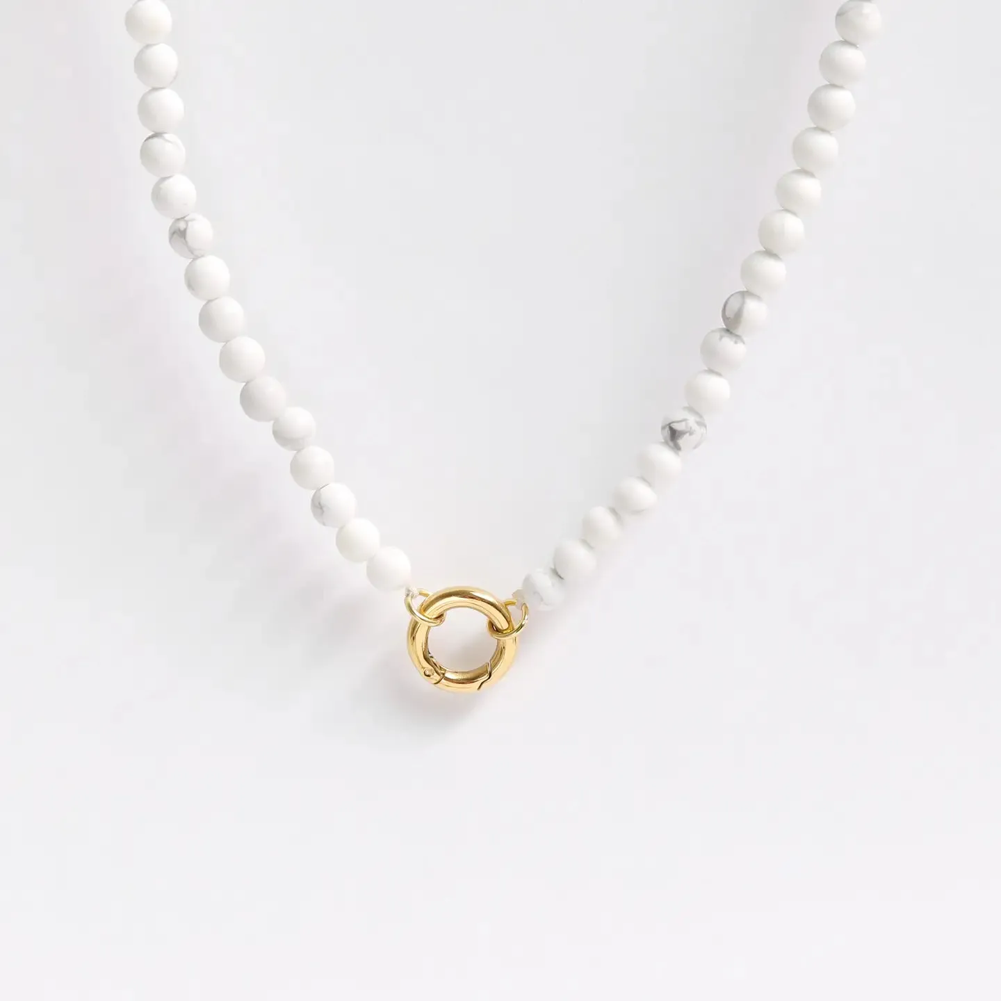 Semi Precious Natural Stone Charm Keeper Necklace