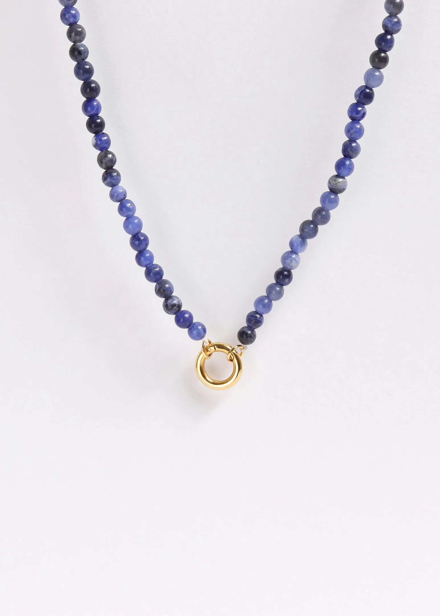 Semi Precious Natural Stone Charm Keeper Necklace