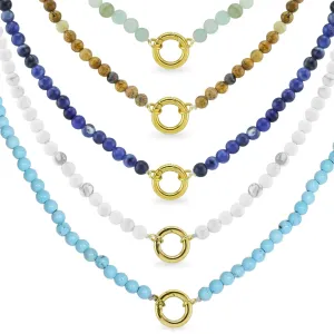 Semi Precious Natural Stone Charm Keeper Necklace