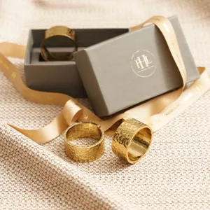 Set of 4 Gold Metal Textured Napkin Rings