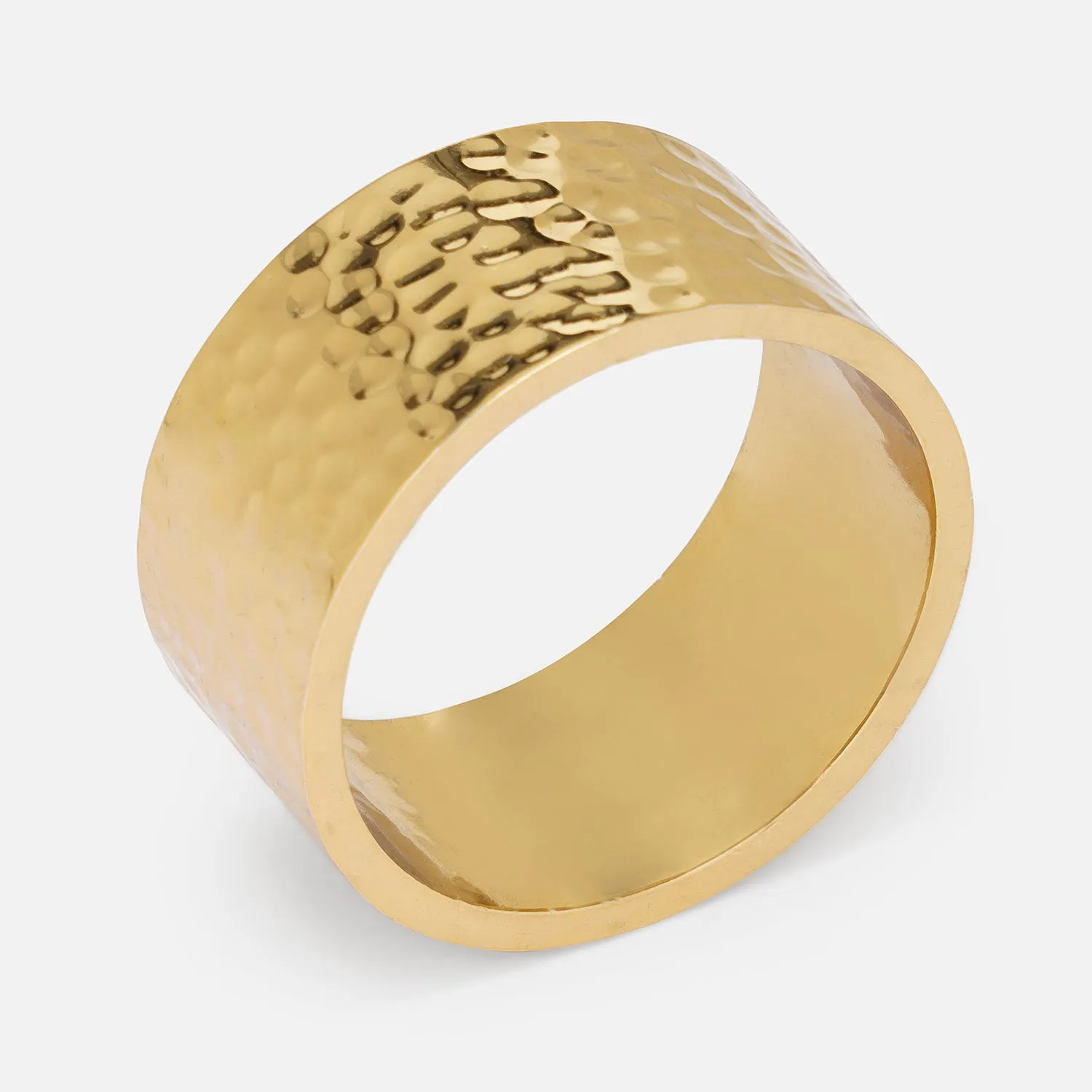 Set of 4 Gold Metal Textured Napkin Rings