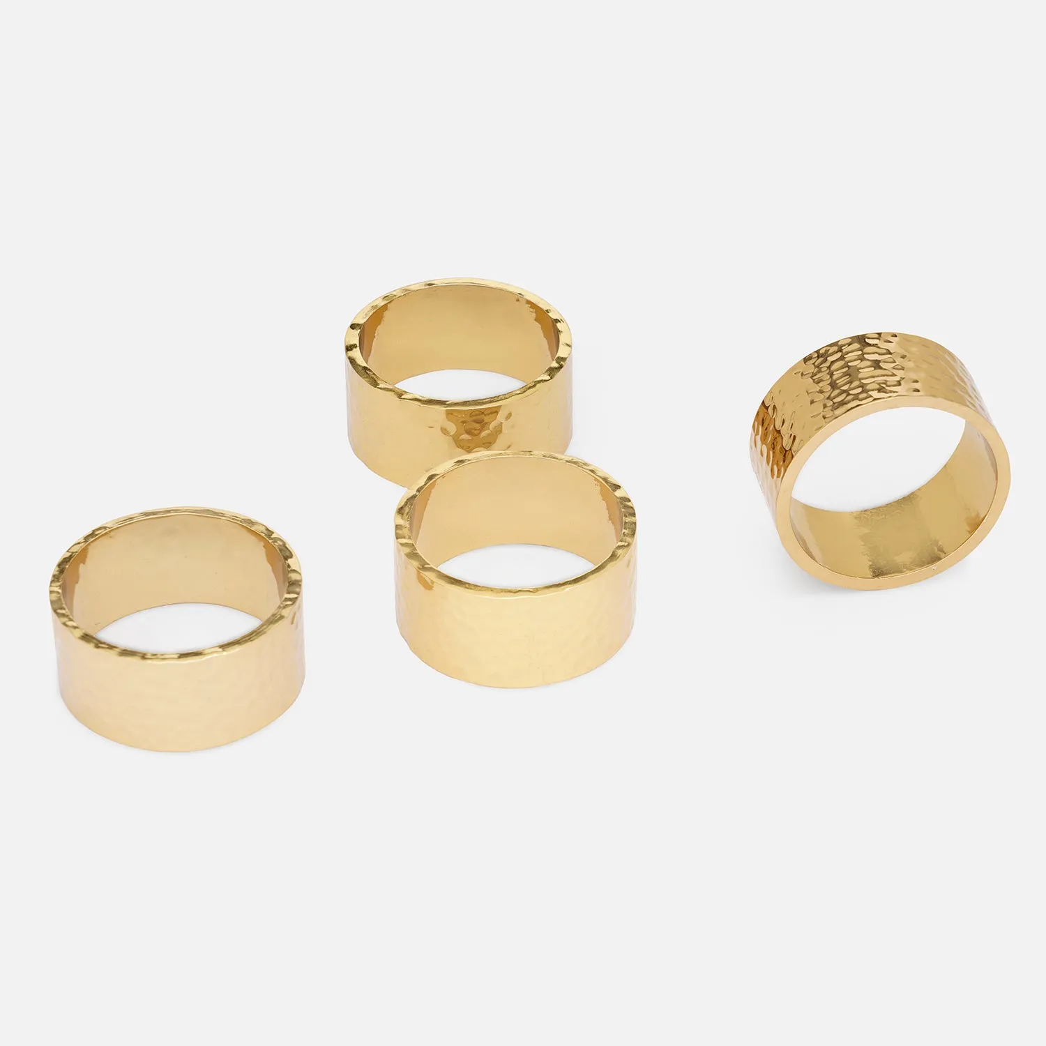 Set of 4 Gold Metal Textured Napkin Rings