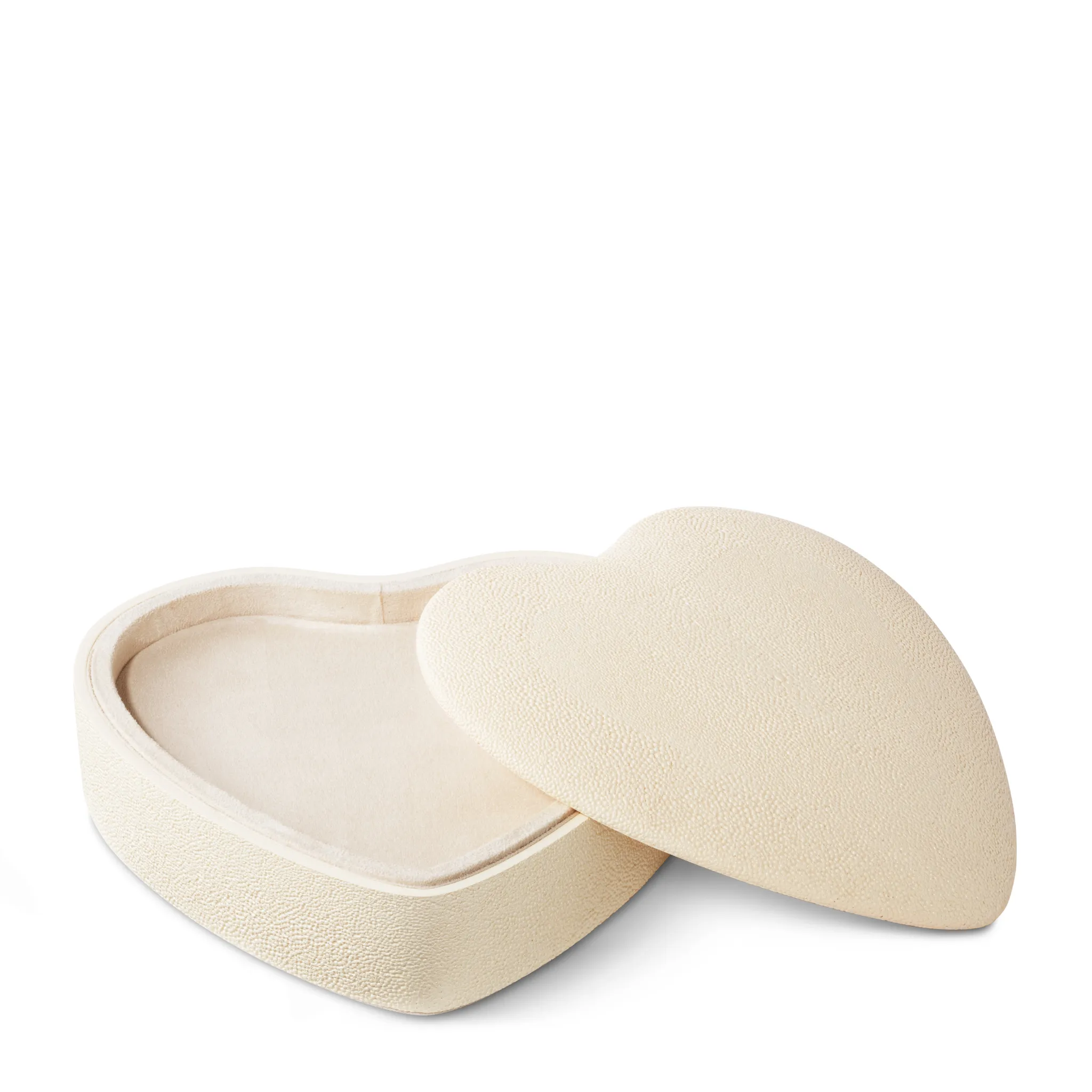 Shagreen Heart Jewelry Box, Cream