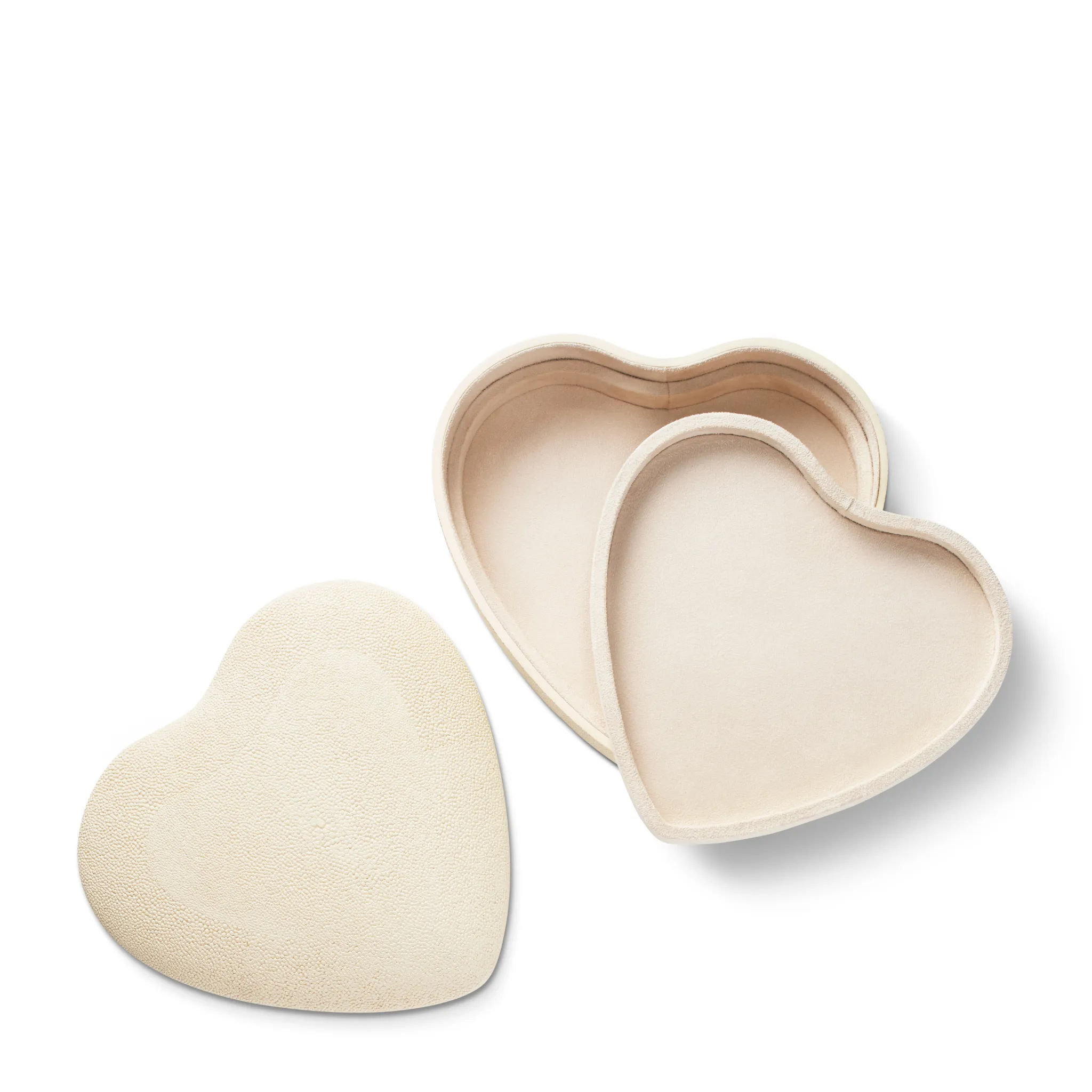 Shagreen Heart Jewelry Box, Cream