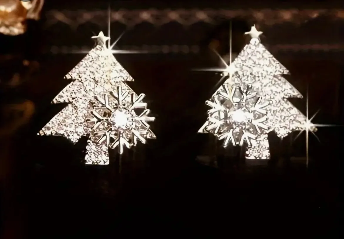 Silver Christmas Tree Earrings