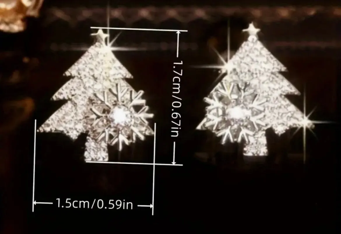 Silver Christmas Tree Earrings