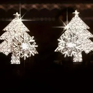 Silver Christmas Tree Earrings