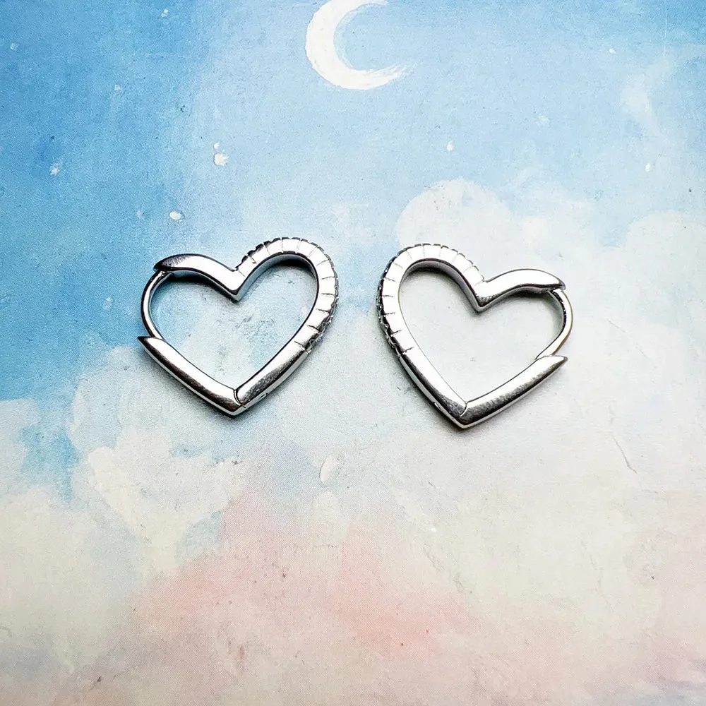Silver Heart Hoop Earrings